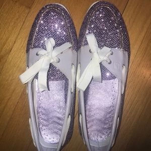 Sperry special edition purple sparkle shoe